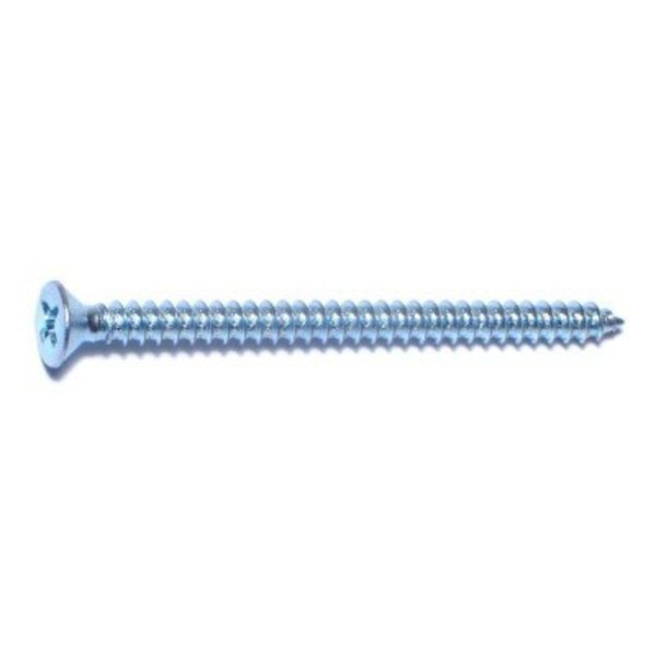 Midwest Fastener Sheet Metal Screw, #6 x 2 in, Zinc Plated Steel Flat Head Phillips Drive, 100 PK 03008